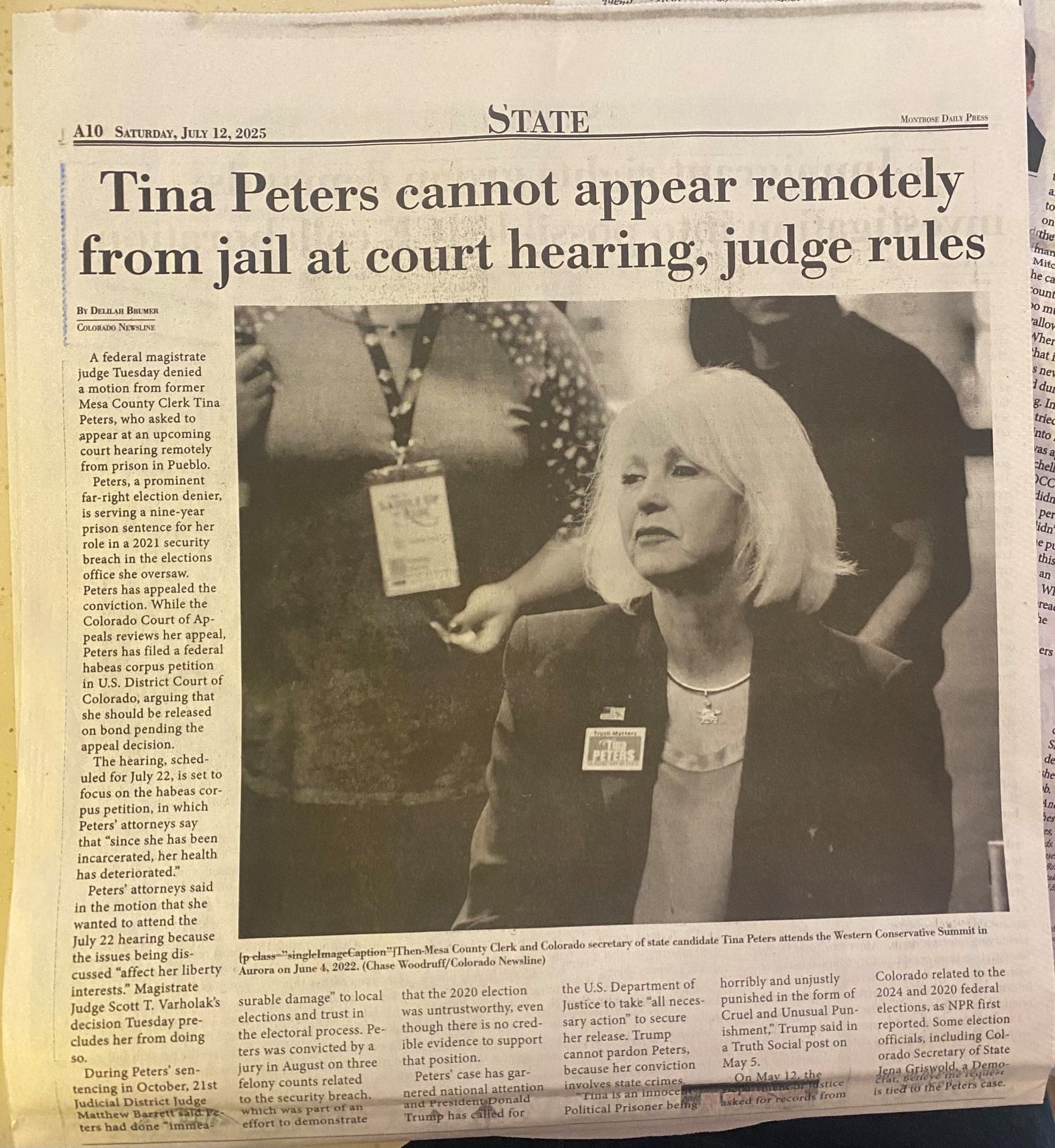 The Persecution Against Tina Peters Continues as Judge Rules She Cannot Appear Remotely at Court Hearing | Joe Hoft